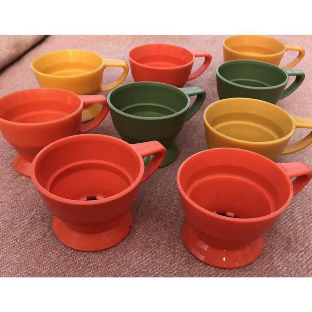 Vtg Solo Cozy Cups Holders Coffee Camping Retro Plastic 70s Drink Set MCM Lot 9